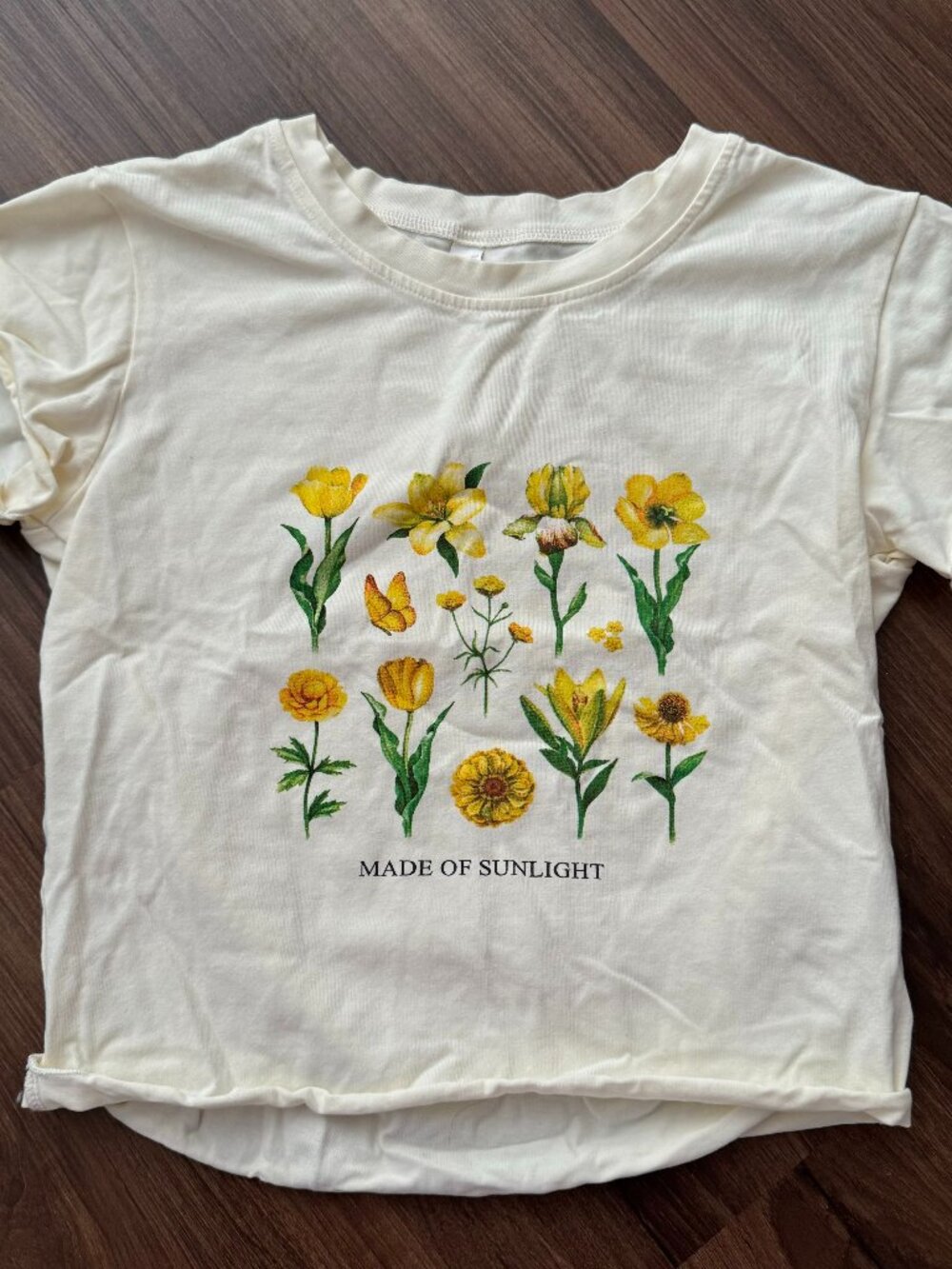 Graphic T-Shirt "Made of Sunlight" Yellow Floral Print